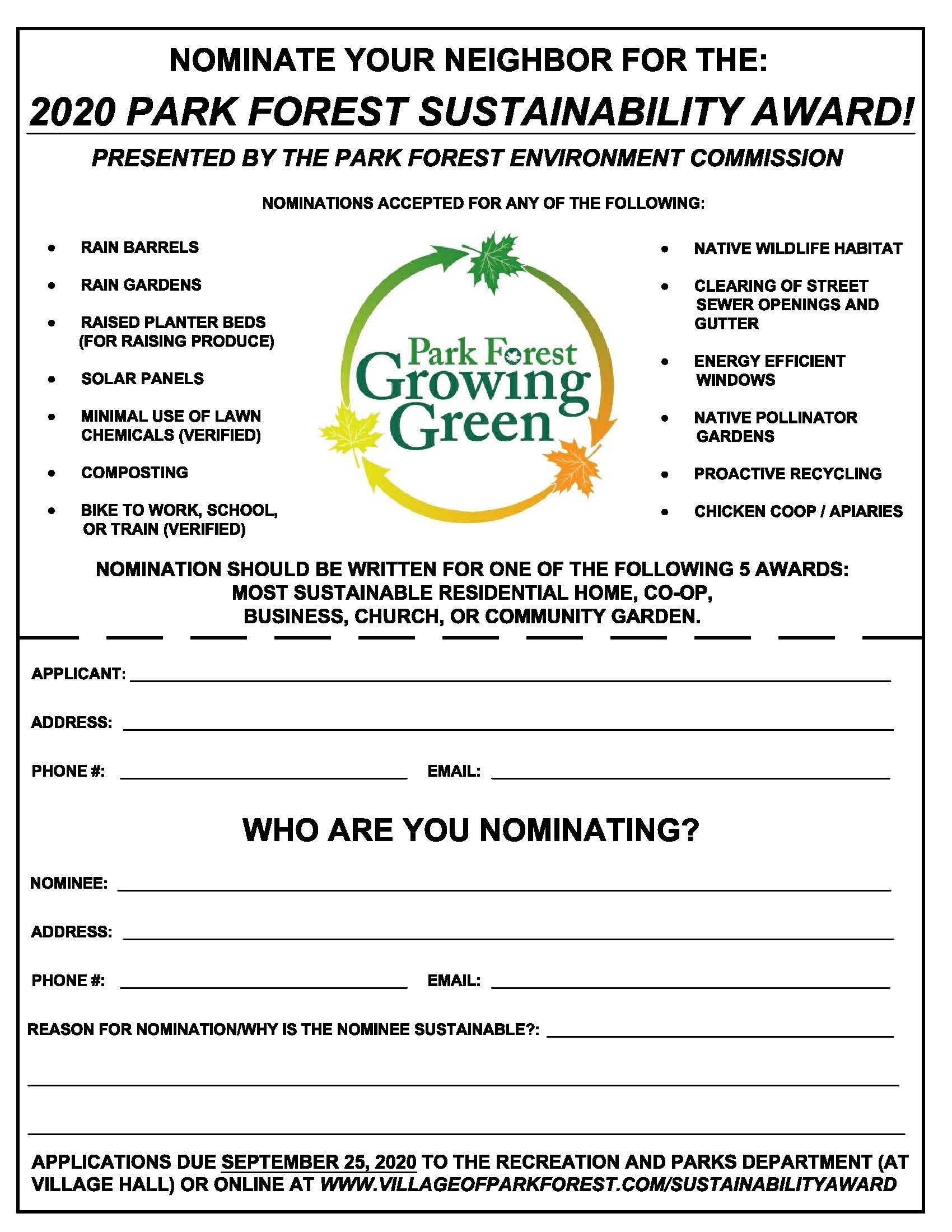 2020 Sustainability Award