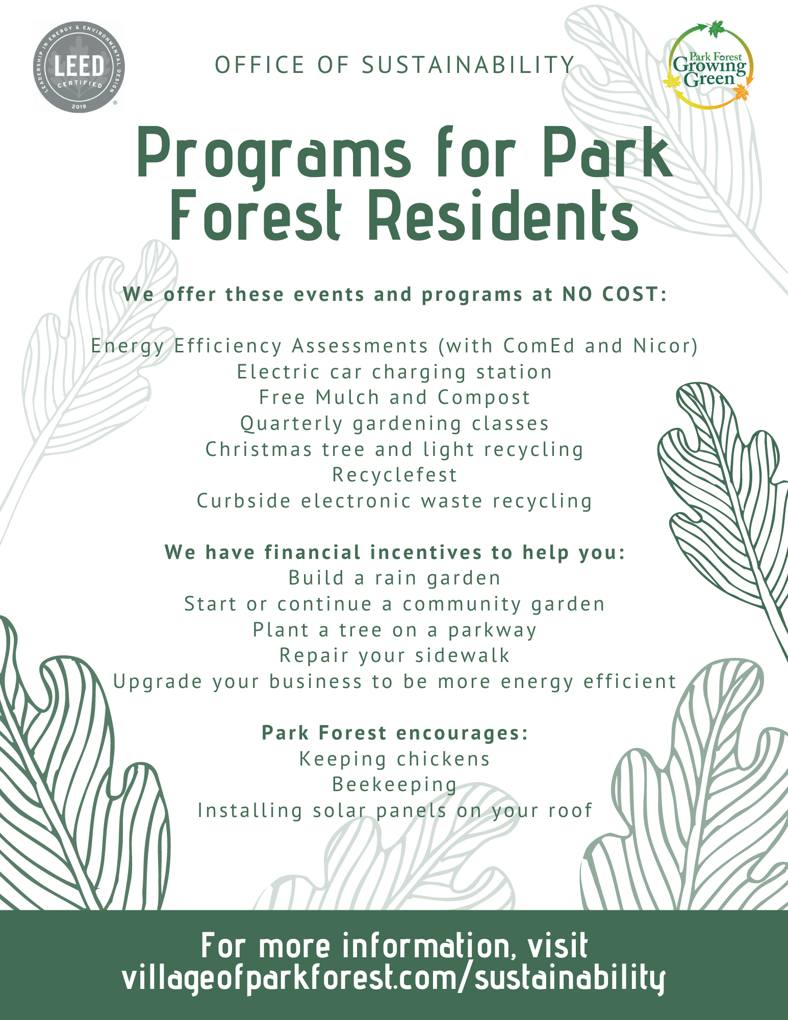 Programs for Park Forest Residents